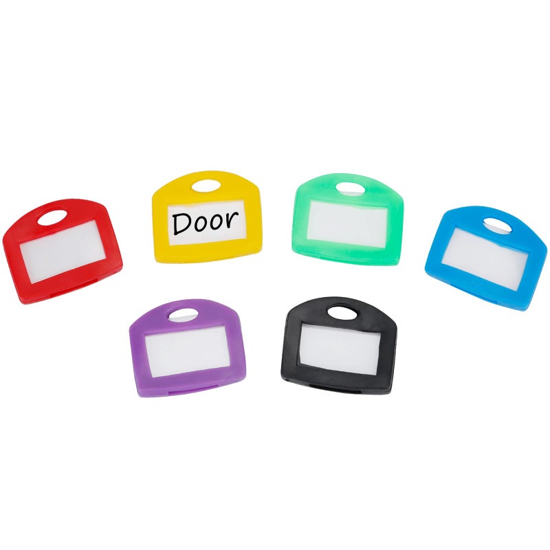 Uniclife 24 Pcs Key Covers Caps 1 Inch Key Covers Protectors with Blank Paper Labels and Clear Windows Soft Key Identifiers for Standard Regular Thin Flat House Keys (Not for Odd-Shaped), 6 Colors - Image 1